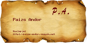 Paizs Andor névjegykártya
